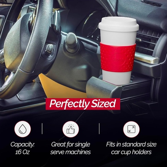 ✅ 5 for $25 - New Double Wall Insulated Travel Mug, White & Red - Picture 6 of 7